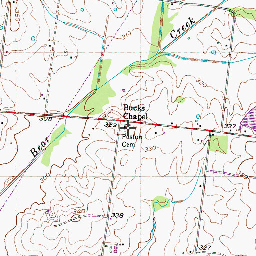 Topographic Map of Bucks Chapel, TN