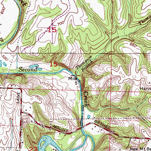 Topographic Map of Thompson Branch, AL