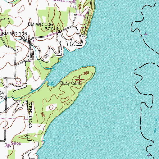Topographic Map of Bucy Cemetery, TN
