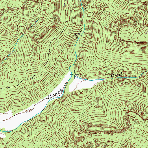 Topographic Map of Bud Creek, TN