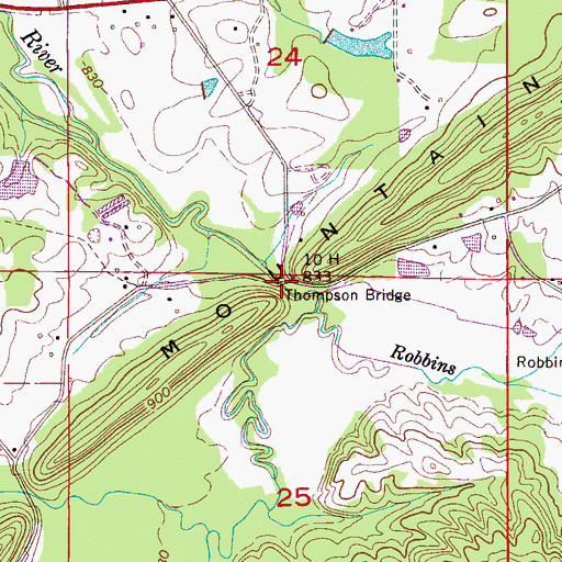 Topographic Map of Thompson Bridge, AL