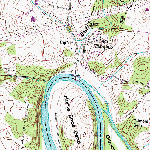 Topographic Map of Buffalo Creek, TN
