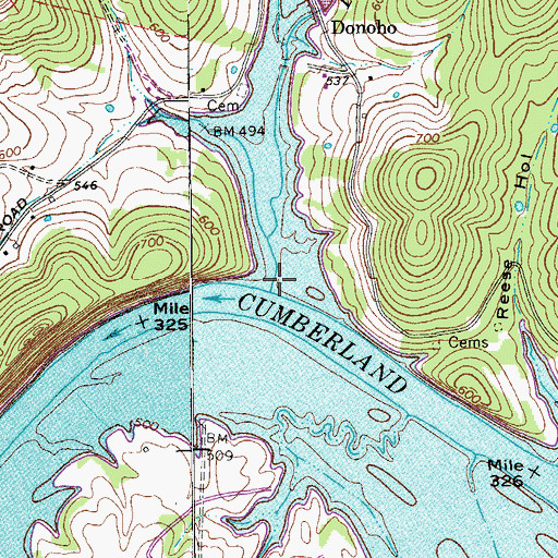 Topographic Map of Buffalo Creek, TN