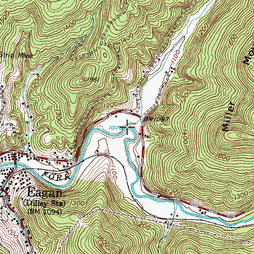 Topographic Map of Buffalo Creek, TN