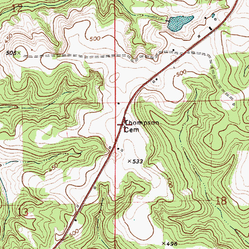 Topographic Map of Thompson Cemetery, AL