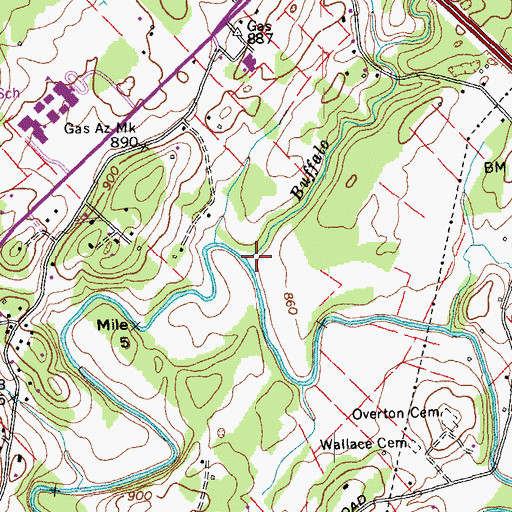 Topographic Map of Buffalo Creek, TN