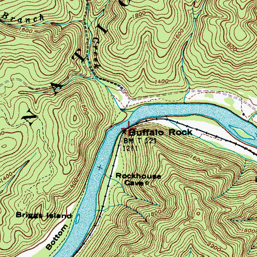 Topographic Map of Buffalo Rock, TN