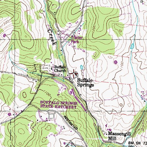 Topographic Map of Buffalo School, TN