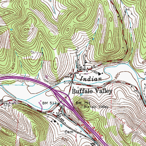 Topographic Map of Buffalo Valley, TN