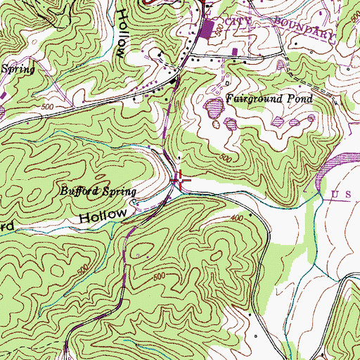 Topographic Map of Bufford Hollow, TN