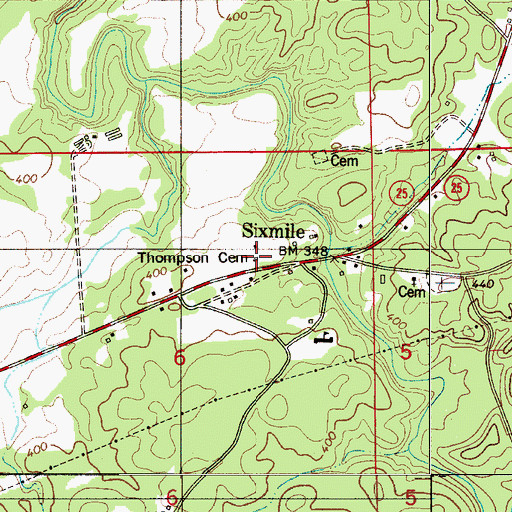 Topographic Map of Thompson Cemetery, AL