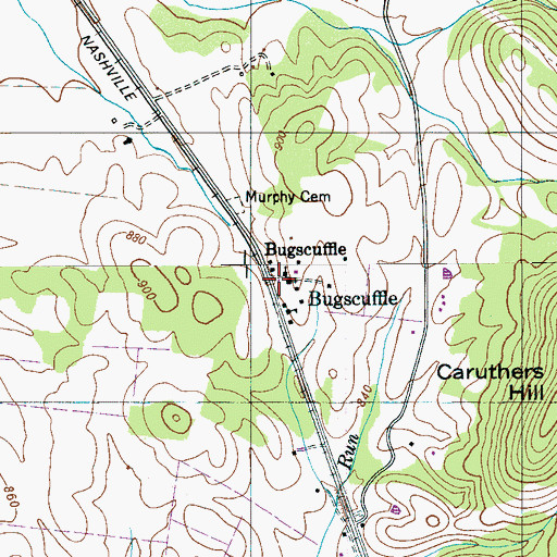 Topographic Map of Bugscuffle, TN