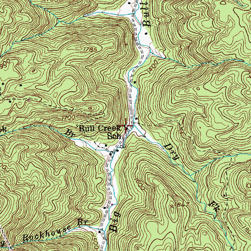 Topographic Map of Bull Creek School, TN