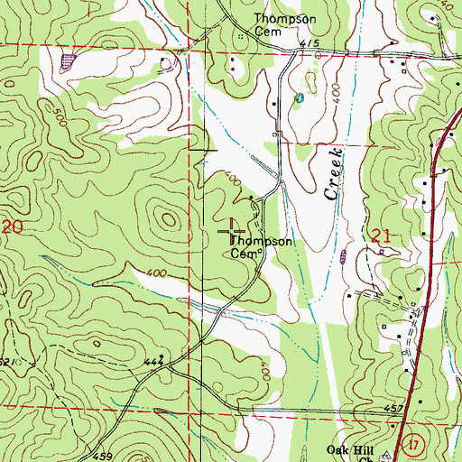 Topographic Map of Thompson Cemetery, AL