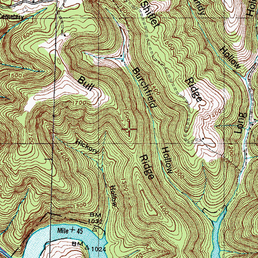 Topographic Map of Bull Ridge, TN