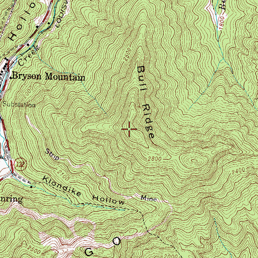 Topographic Map of Bull Ridge, TN