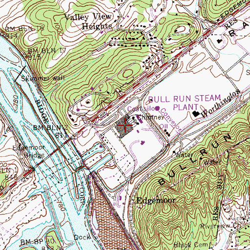 Topographic Map of Bull Run Steam Plant, TN