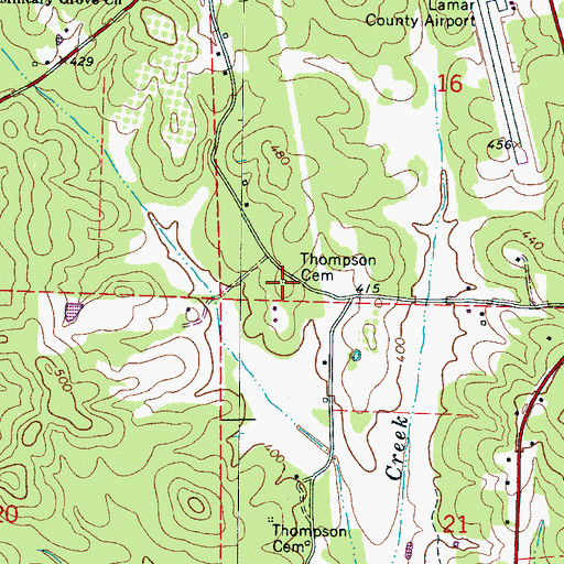 Topographic Map of Thompson Cemetery, AL