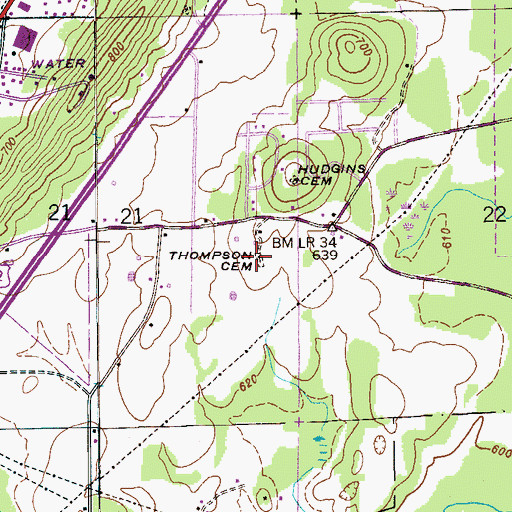 Topographic Map of Thompson Cemetery, AL