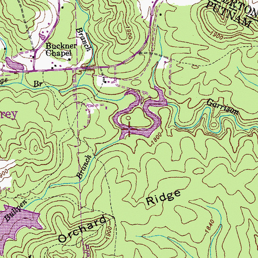 Topographic Map of Bullpen Branch, TN