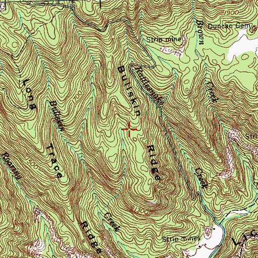 Topographic Map of Bullskin Ridge, TN