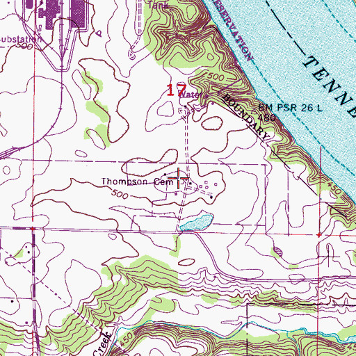 Topographic Map of Thompson Cemetery, AL