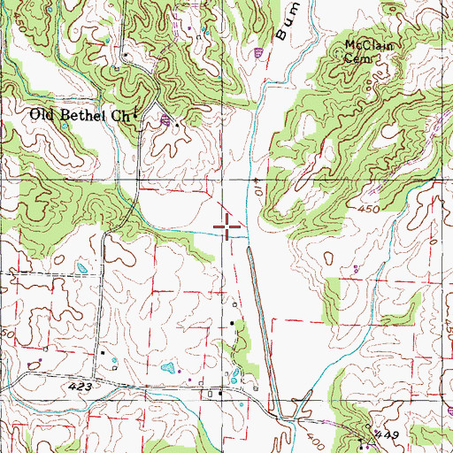 Topographic Map of Bumpas Bottom, TN
