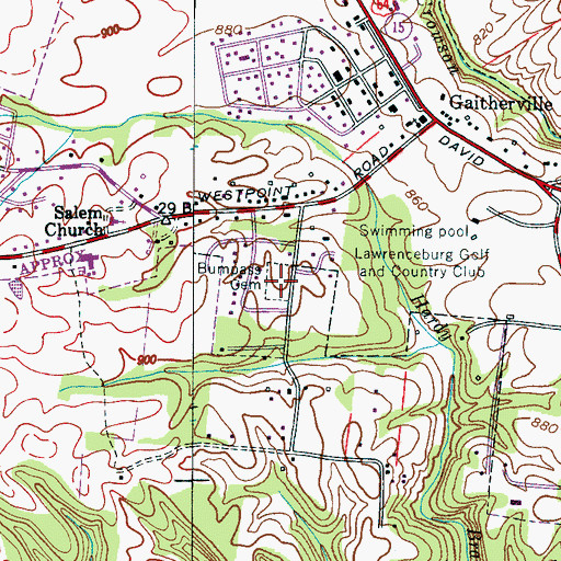 Topographic Map of Bumpas Cemetery, TN