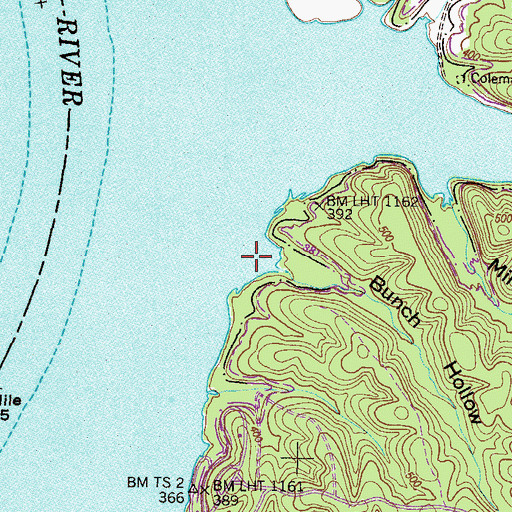 Topographic Map of Bunch Hollow, TN