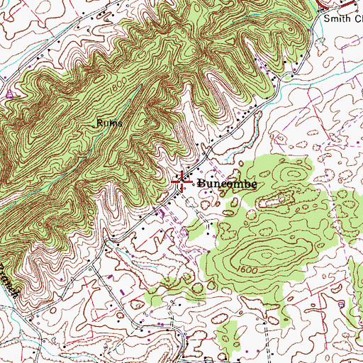 Topographic Map of Buncombe, TN