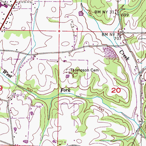 Topographic Map of Thompson Cemetery, AL