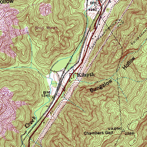 Topographic Map of Bungalow Hollow, TN
