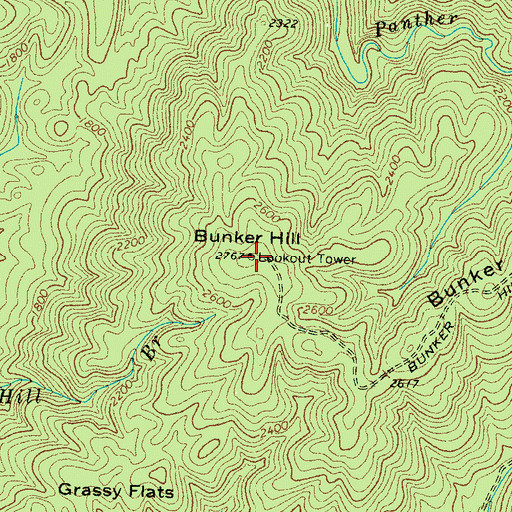 Topographic Map of Bunker Hill, TN