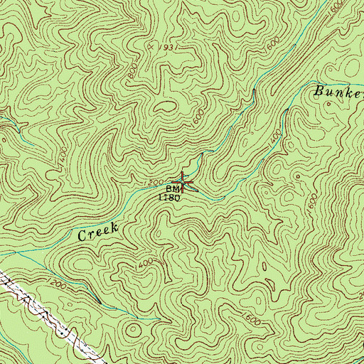 Topographic Map of Bunker Hill Branch, TN
