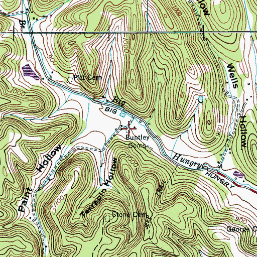 Topographic Map of Buntley Cemeteries, TN