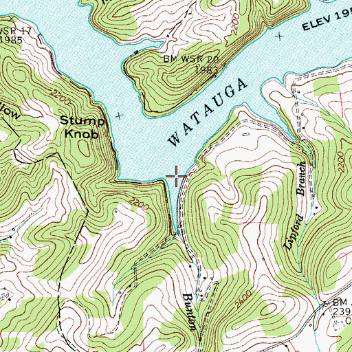 Topographic Map of Bunton Creek, TN
