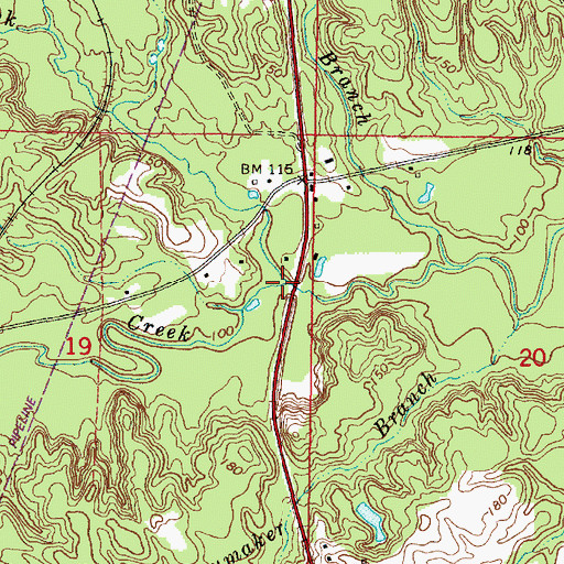 Topographic Map of Thompson Creek, AL