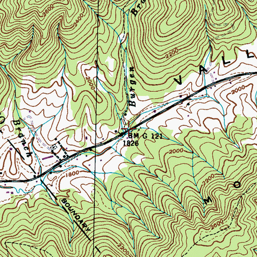 Topographic Map of Burgen Branch, TN