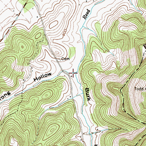 Topographic Map of Burk Hollow, TN