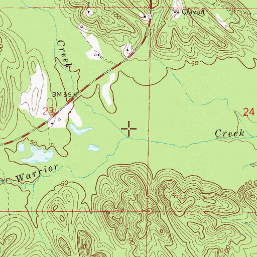 Topographic Map of Thompson Creek, AL