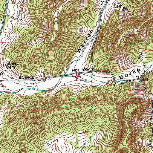 Topographic Map of Burke Hollow, TN