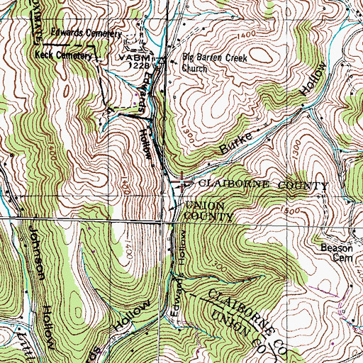 Topographic Map of Burke Hollow, TN