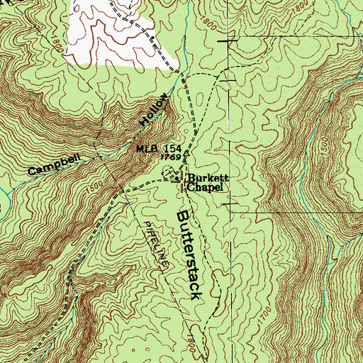 Topographic Map of Burkett Chapel, TN