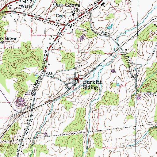 Topographic Map of Burkitt Siding, TN