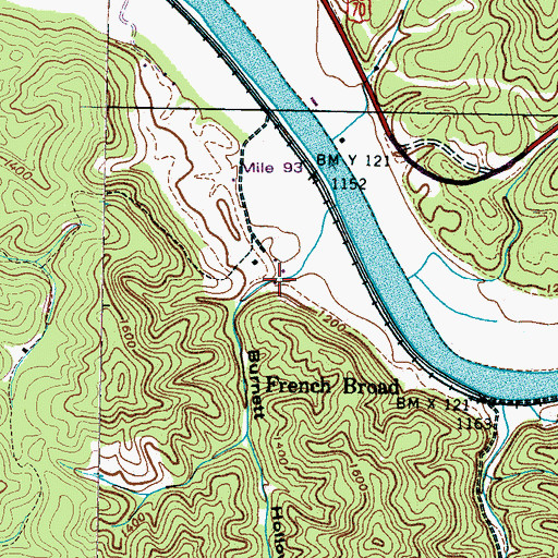 Topographic Map of Burnett Hollow, TN