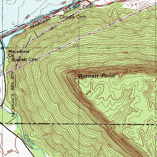 Topographic Map of Burnett Point, TN
