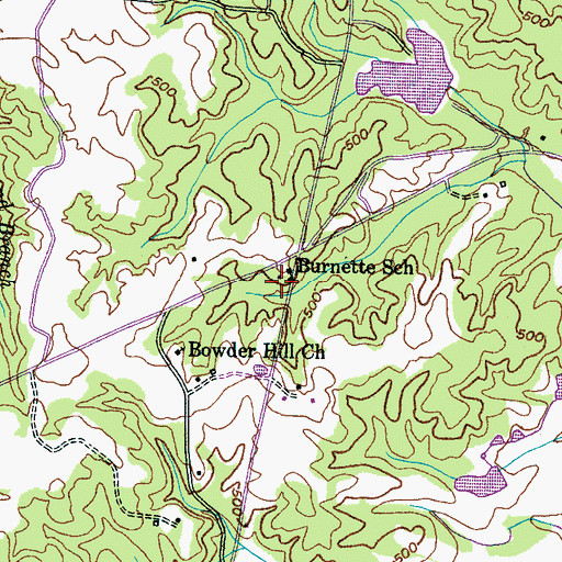 Topographic Map of Burnette School, TN