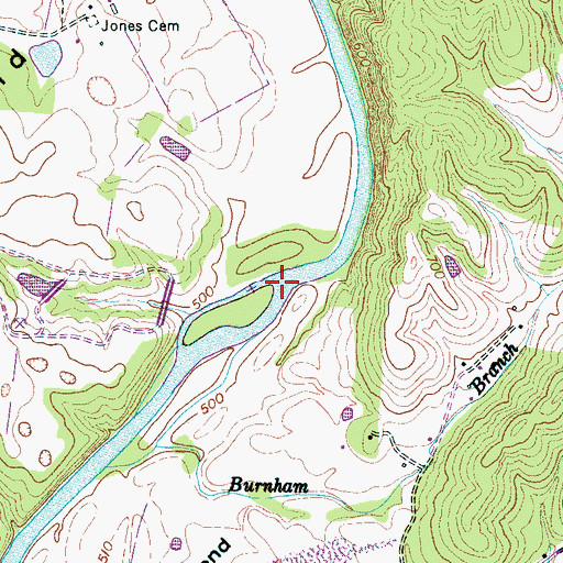 Topographic Map of Burnham Branch, TN