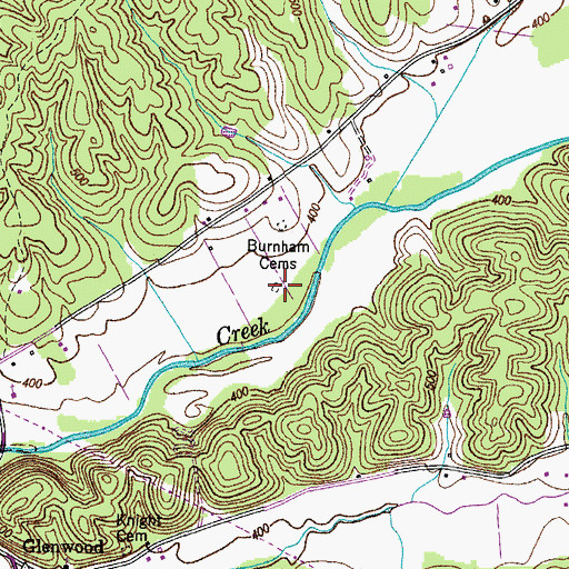 Topographic Map of Burnham Cemeteries, TN