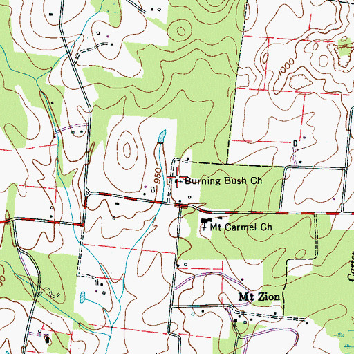 Topographic Map of Burning Bush Church, TN